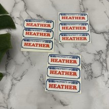 Vintage 80s Property of Heather Name Plate Stickers Lot of 29 Red Blue - $280.04 MXN