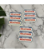 Vintage 80s Property of Heather Name Plate Stickers Lot of 29 Red Blue - €12,73 EUR