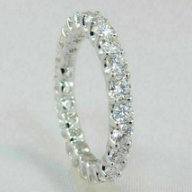 2.5Ct Rund Künstlicher Diamant Volle Ewigkeit Ehering 14K Weiß Vergoldet - £93.85 GBP