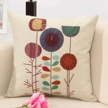 Cotton Linen Flower Pattern Pillow Cushion Cover Decorative Pillowcase 45X45Cm - $13.28