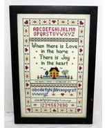 Wood Framed 1977 Riddell Family ALPHABET SAMPLER 11.5x17 Cross Stitch Em... - $34.12 CAD