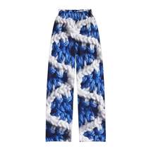 Blueberry Blue Crochet, White Accents, Classic Textured Pattern - Kids P... - $44.69