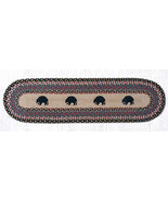 Earth Rugs OP-43 Black Bears Oval Patch Runner 13&quot; x 48&quot; - £39.10 GBP