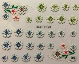 Nail Art 3D Decal Stickers White Flowers BLE1039D - £2.49 GBP