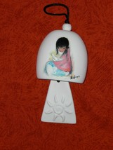 DEGRAZIA Handpainted Girl With White Dove Sandstone White Ceramic Wind Tamer Bel - £23.59 GBP