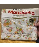 Vintage Cannon Monticello Orange FULL Fitted Pink FLOWER CLUSTERS No-Iron - €21,38 EUR
