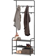 A Straightforward Black Coat Rack With A Storage Shelf For Household Items. - $43.98