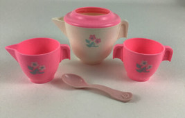 Fisher Price Fun With Food Tea Party Set Tea Pot Cups Spoon 4pc Lot Vint... - £18.60 GBP