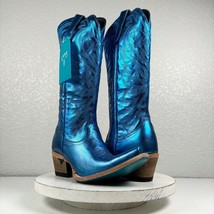 Lane SMOKESHOW Blue Cowboy Boots Womens 8 Leather Western Footwear Snip Toe Tall - £170.11 GBP