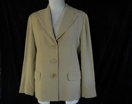 Vintage Emporio Armani Womens Wool Blend 3 Button Camel Beige Blazer Sz 44 - $40.00