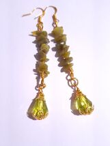 Peridot emerald green Crystal gold earrings Boho earrings Gold earrings ... - $50.70 CAD
