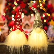 2Pcs Lighted Christmas Gnome Handmade Plush Led Elf Toy Tabletop Christm... - £21.95 GBP