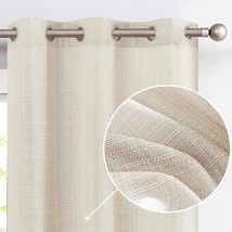 Jinchan Curtains Heathered Beige 72 Inch Long 2 Panels Linen Textured Casual - £31.05 GBP