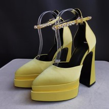 Women&#39;s Sandals Genuine Leather Pumps Summer Shoes Tip Yellow 2 38 - £31.16 GBP