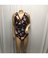 Summer Mae One-Piece Swimsuit Women Size 20W Black Orange Tropical Flora... - $24.49