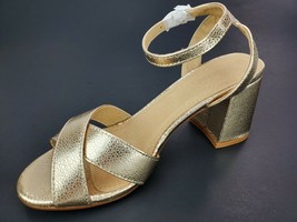 Truffle Collection block heel Cross Strap Gold sandals Size 4/37 US Size 6 - £8.68 GBP
