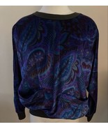 Vintage Oscar De La Renta Active Womens Purple Blue Paisley Velour Pullo... - $29.37 CAD