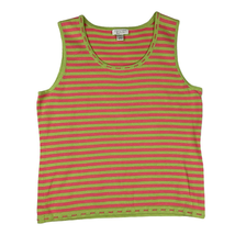 Christopher &amp; Banks Women&#39;s Green Pink Striped Sleeveless Top Sz Large  - £15.58 GBP