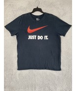 The Nike Tee JUST DO IT Red Swoosh Big Logo Spellout Black Tee Men&#39;s Siz... - £7.83 GBP