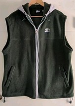 Starter Fleece Green Sleeveless Full Zip Vest Hooded Men&#39;s  U5 - $9.89