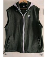 Starter Fleece Green Sleeveless Full Zip Vest Hooded Men&#39;s  U5 - $13.87 CAD