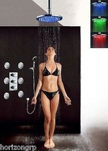 Thermostatic Shower Valve LED 12&quot; Round Shower Head Set Body Massage Spray Jets - £505.99 GBP