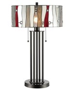 Table Lamp DALE TIFFANY ASTON Contemporary Drum Shade Pedestal 2-Light Tall - £293.29 GBP