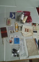 Lot of VIntage Sewing Items Yarn Buttons String Zipper Pocket Patterns etc - £15.75 GBP