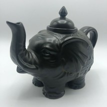 Vintage Elephant Teapot Black Ceramic 9&quot; Asian Decor  - £22.38 GBP
