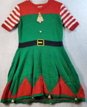 Poof Elf Sweater Dress Womens Medium Multi 100% Acrylic Knit Round Neck Hooded - £17.02 GBP