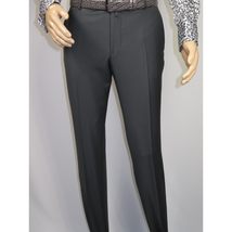 Men's MONO Turkey Slacks 100% Wool Plain Front Regular Fit 2501-06 Charcoal Gray image 6
