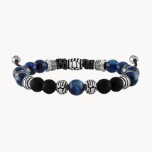 Bulova Classic Bolo Bracelet Blue Tiger&#39;s Eye Beads BVB1072-NSTBTRMAHE - £114.88 GBP