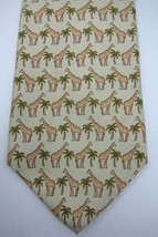 NEW Brooks Brothers Light Green With Giraffes &amp; Palms Long Silk Tie Made... - £35.91 GBP