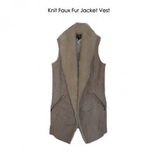 Metric Knit Jacket Vest with Faux Fur Collar Hem Ivory - Small size - £18.06 GBP