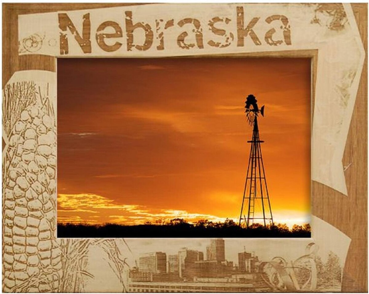 Nebraska Laser Engraved Wood Picture Frame Landscape (4 x 6) - $29.99