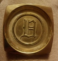 Vintage Monogrammed Hyde Park Brass Coaster Ashtray Barware - $11.50