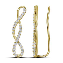 10k Yellow Gold Womens Round Diamond Climber Fashion Earrings 1/2 Cttw - £399.67 GBP