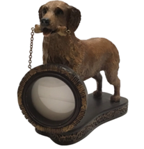 Vintage Golden Retriever Brown Dog w Mini Photo Frame Figurine Heavy Res... - $26.99
