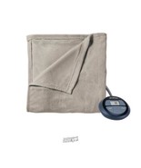 Microplush Electric Heat Bed Heated Blanket Sunbeam King Mushroom Beige Tan - $99.74