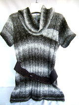 NEW! Fenn Wright Manson Brown White Designer UK Cowl Neck Tunic Belted Sweater L - £46.08 GBP