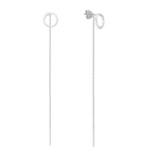 Contemporary 2-Piece Circle and Chain Sterling Silver Post Drop Earrings - £9.31 GBP