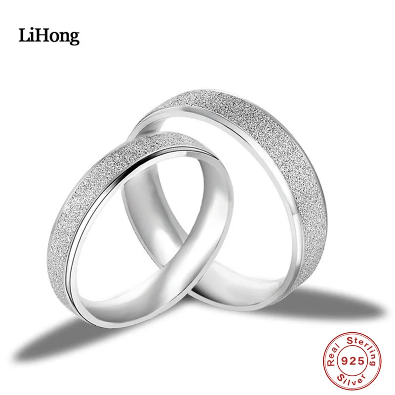 Fine Jewelry 925 Sterling Silver Ring Couple Wedding Ring Matte Simple Ring - £21.55 GBP