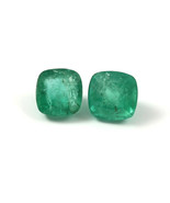 Natural Zambian Emerald Square Faceted Cut Gemstone Pair For Jewelry Mak... - $213.99