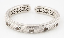 Judith Ripka Sterling Silver Smoky Topaz Hinged Cuff Bracelet Beautiful Piece! - $246.99