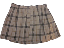 SHEIN Curve Womens  Skirt Size 1XL Plaid Pleated Brown Black 100% Polyester Zip - £7.12 GBP