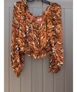 Buddy Love Becca Tiger Print Women’s Large Puff Sleeves Crop Top - $27.08 CAD