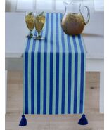 Celebrate Together Summer Blue Stripe Reversible Table Runner 13x72 100%... - $421.73 MXN