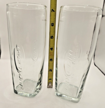 Bud Light Square Bottom Tall Beer Glass 7" Set of Two Embossed budweiser busch - $28.98
