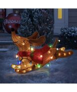 2025 Holiday Time 30&quot; Lighted Holiday Dachshund LED Plush w/ Scarf BRAND... - $56.75
