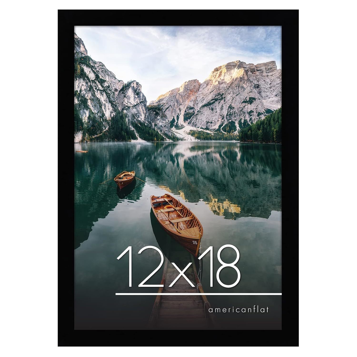 12X18 Black Picture Frame - Engineered Wood With Shatter Resistant Glass - Horiz